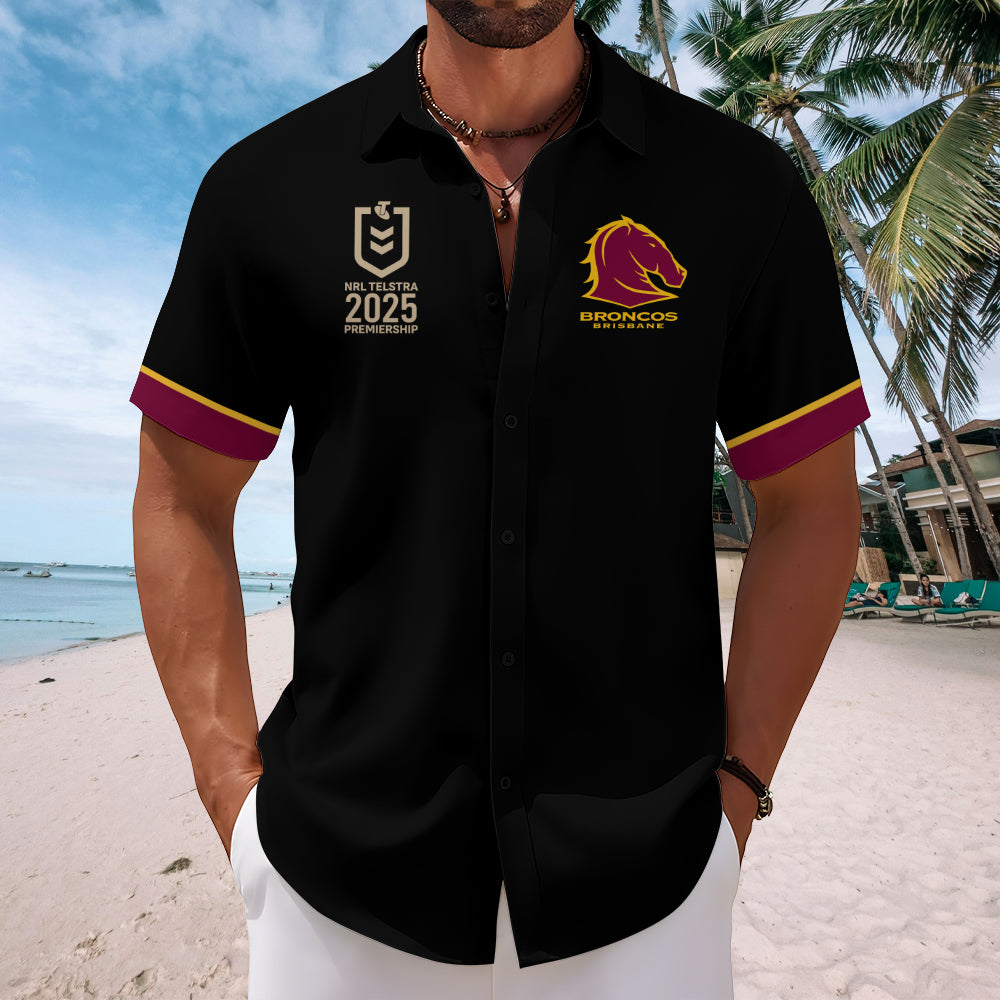 Brisbane Broncos 2025 Premiers Short Sleeve Button-Down Shirt – MAITM13267