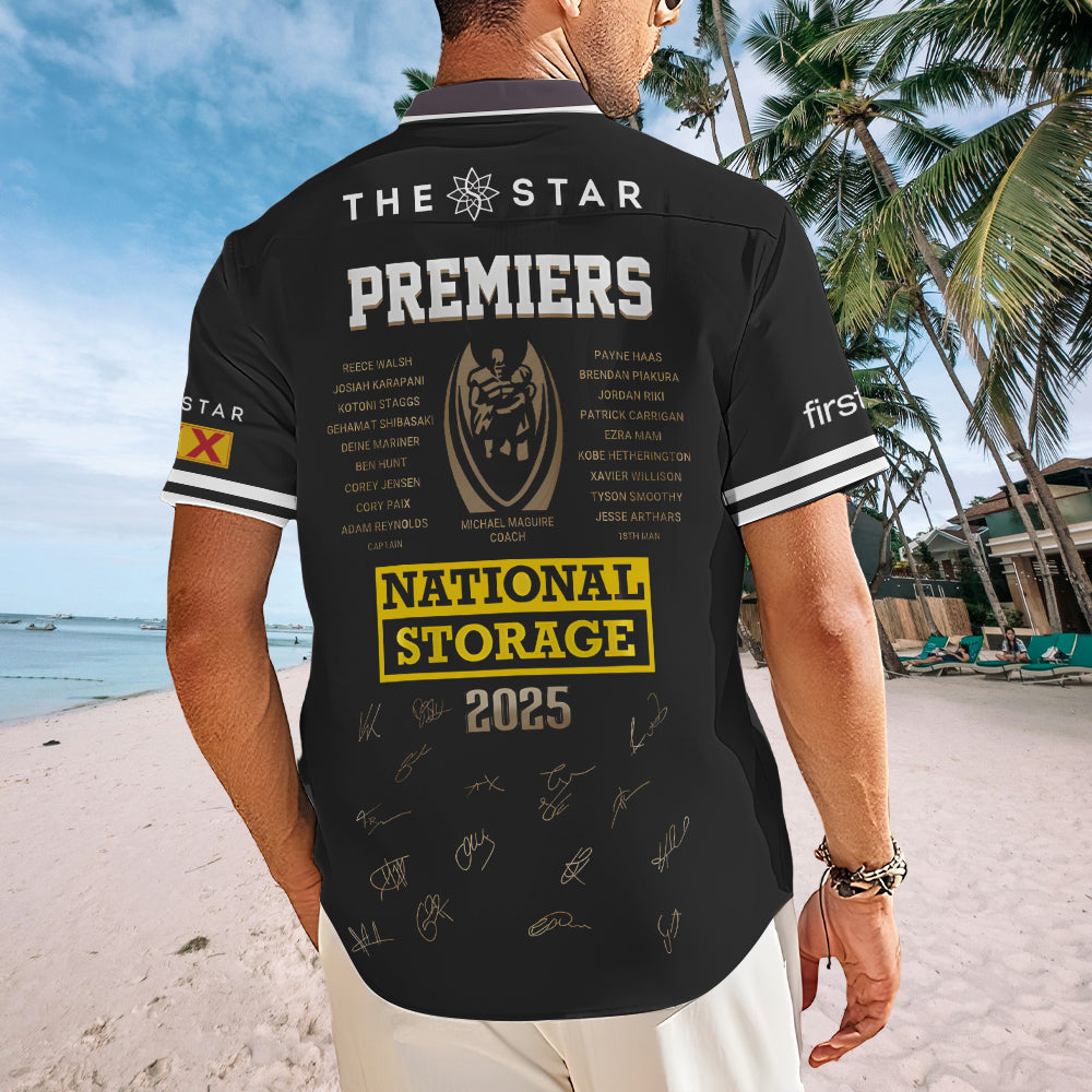 Brisbane Broncos 2025 Premiers Short Sleeve Button-Down Shirt – MAITM13342