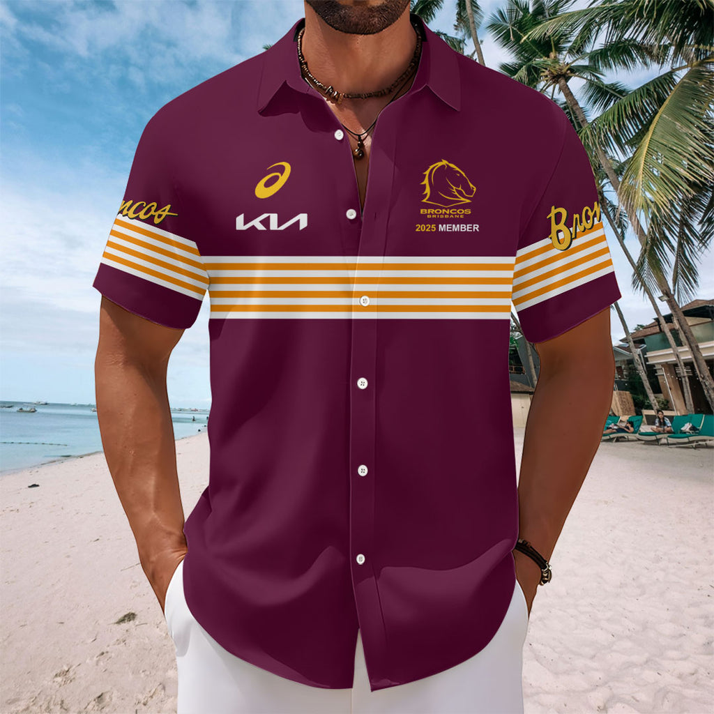 Brisbane Broncos 2025 Premiership Short Sleeve Button-Down Shirt – TANTN17644