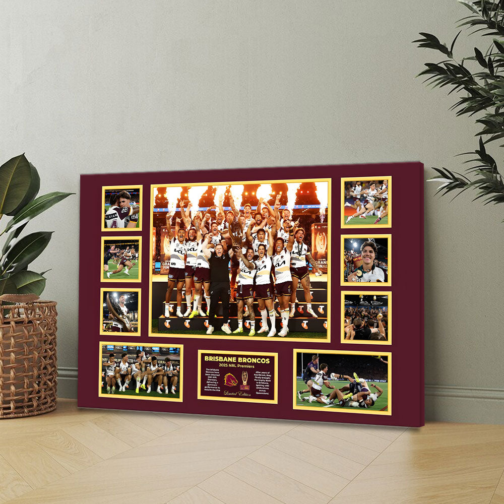 Brisbane Broncos Premiers 2025 Rectangle Canvas With Inner Frame – TANTN17899