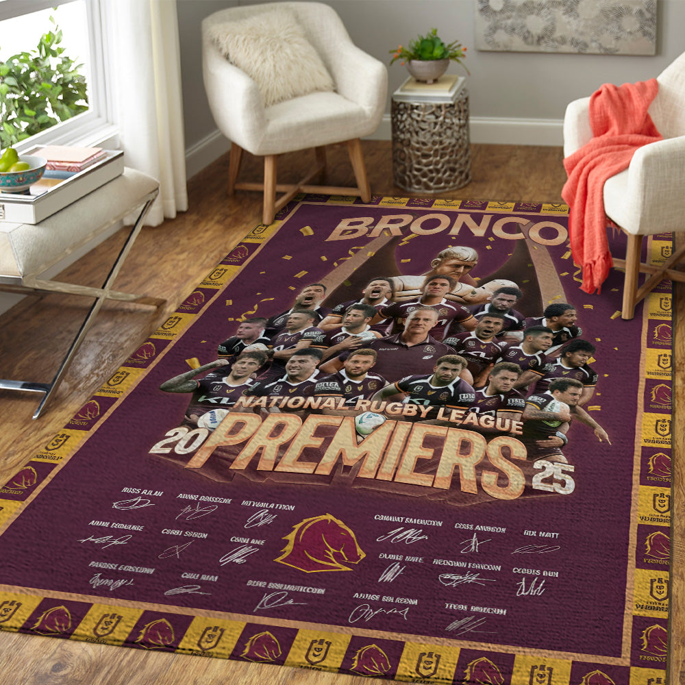 Brisbane Broncos Premiers 2025 Rectangular Rug – TANTN17258