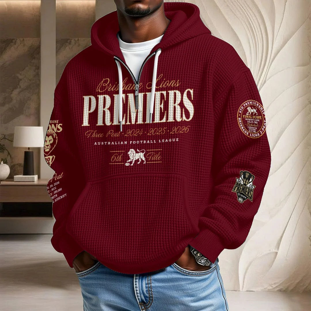 Brisbane Lions 2026 AFL Premiers 3D Unisex Waffle Hoodie – HOATT21471