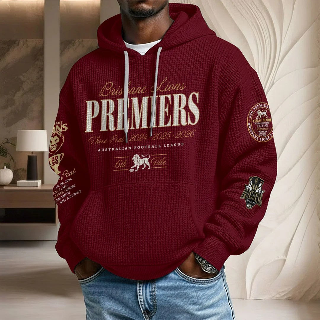 Brisbane Lions 2026 AFL Premiers 3D Unisex Waffle Hoodie – HOATT21471
