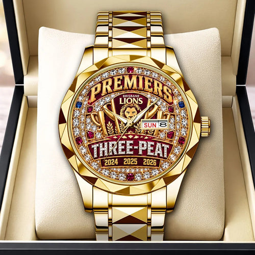 Brisbane Lions 2026 AFL Premiers Alloy Luxury Quartz Watch – HOATT26704