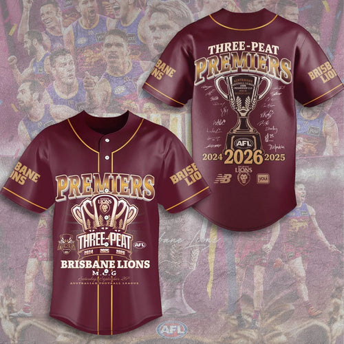 Brisbane Lions 2026 AFL Premiers Baseball Jersey – TMTHU10019
