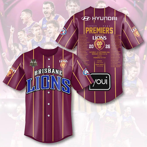 Brisbane Lions 2026 AFL Premiers Baseball Jersey – HOATT26730