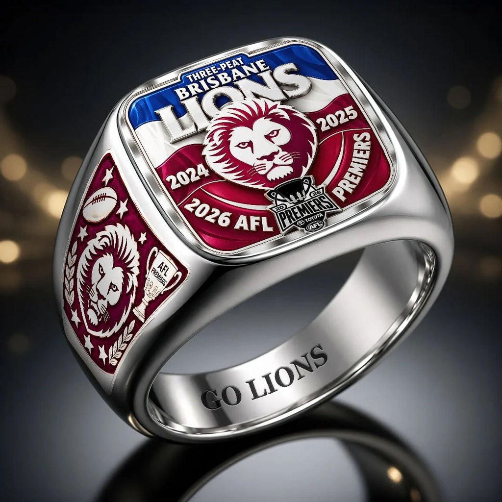 Brisbane Lions 2026 AFL Premiers 3D Engraved Ring – HOATT21328