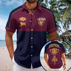 Brisbane Lions 2026 AFL Premiers Short Sleeve Button-Down Shirt – TMTHU9778