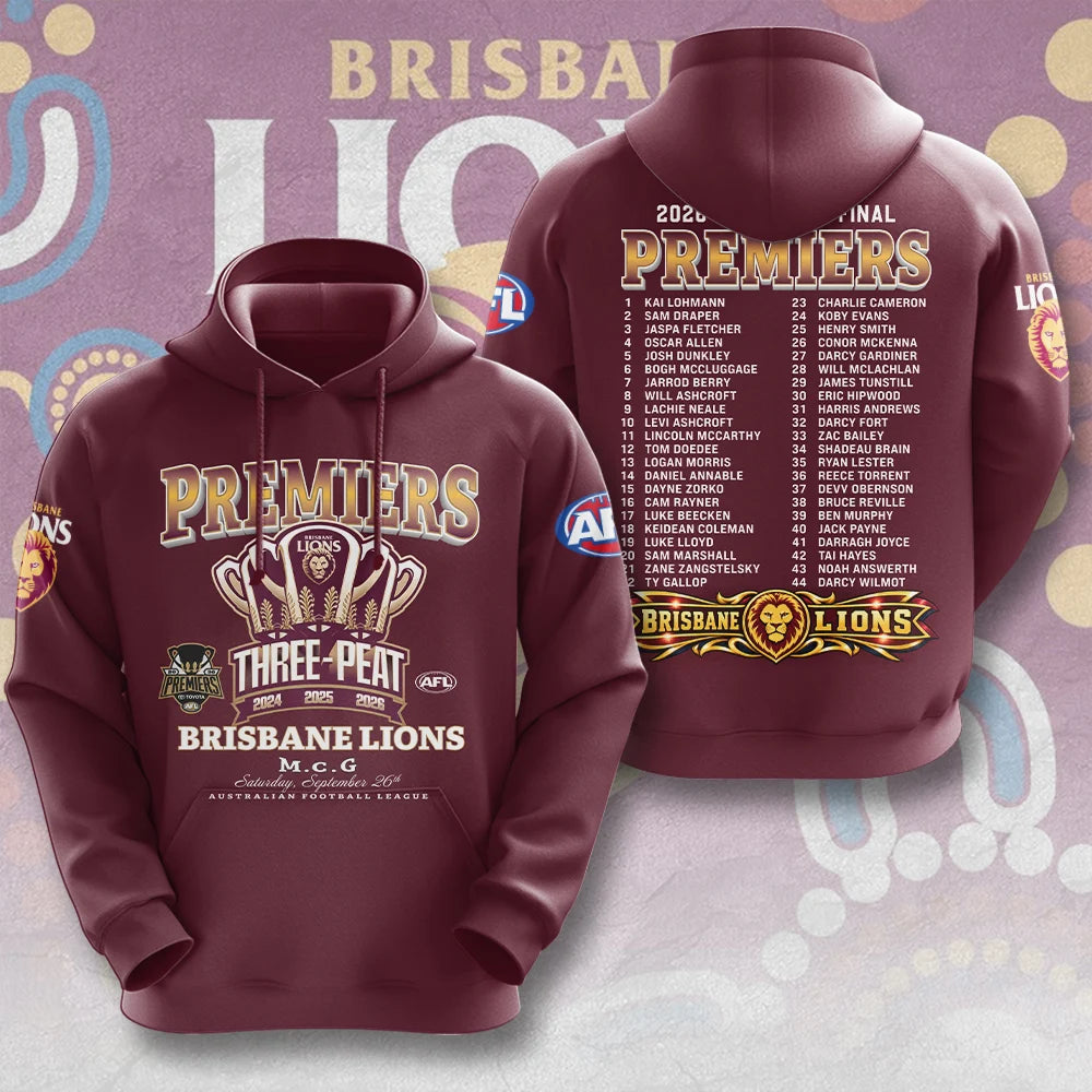 Brisbane Lions 2026 AFL Premiers 3D Apparel – MAITM15273