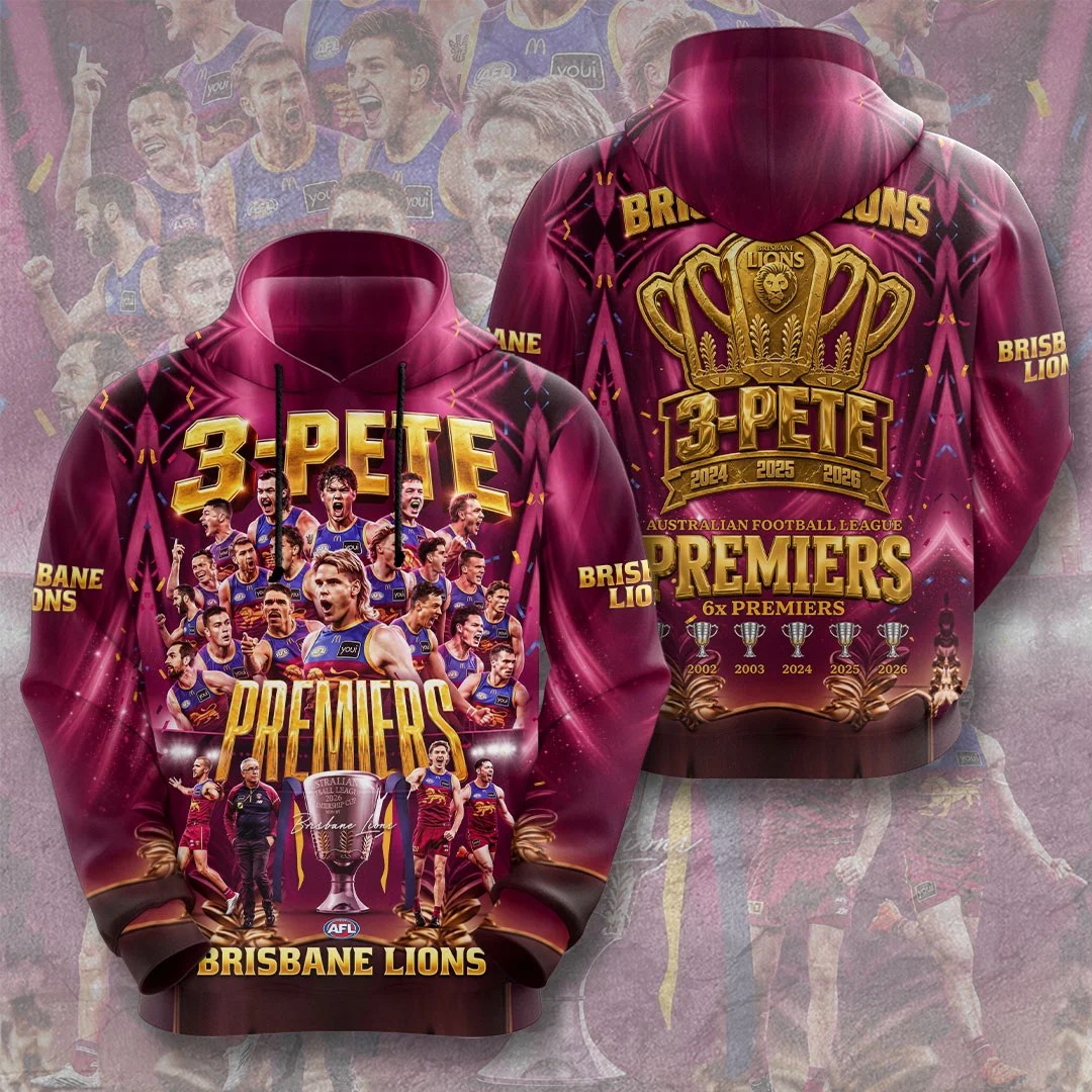 Brisbane Lions Threepeat Premiers 3D Apparel – TMTHU9590