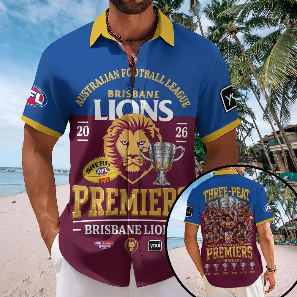Brisbane Lions Short Sleeve Button-Down Shirt – TMTHU9576