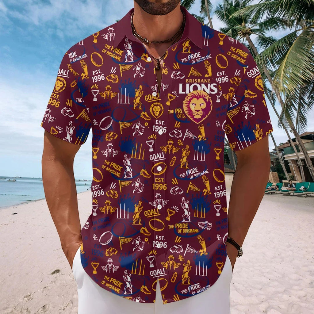 Brisbane Lions Short Sleeve Button-Down Shirt – HOATT21193