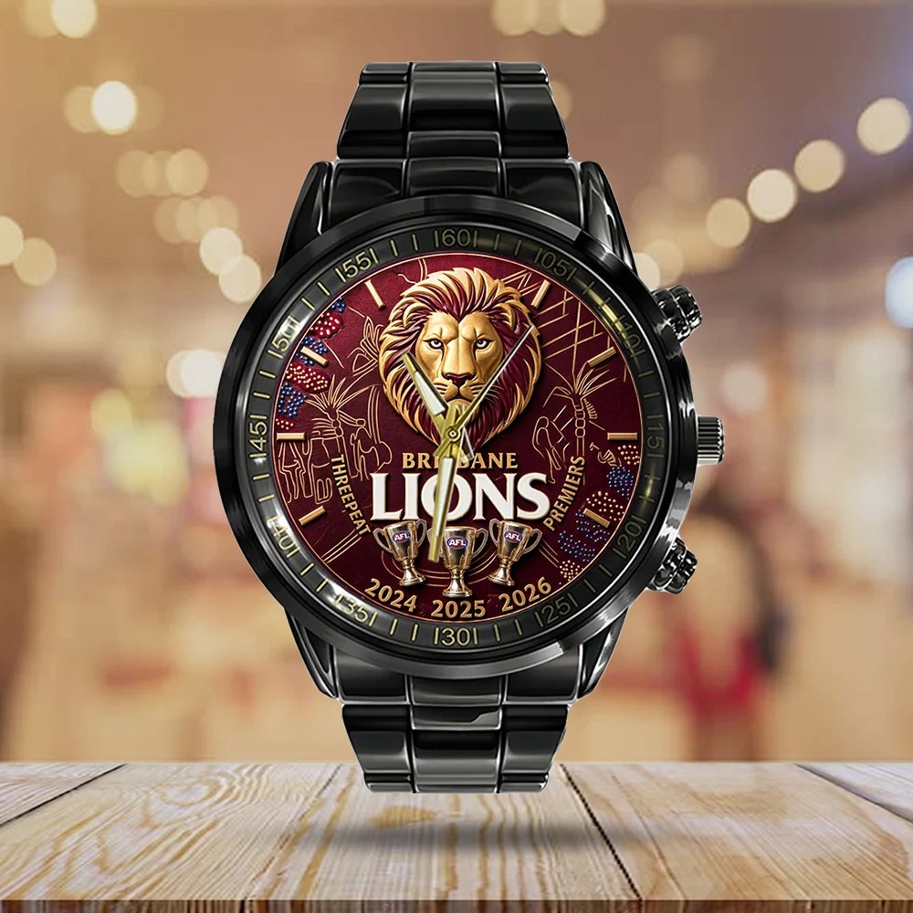 Brisbane Lions Threepeat Premiers Black Stainless Steel Watch – TMTHU9738