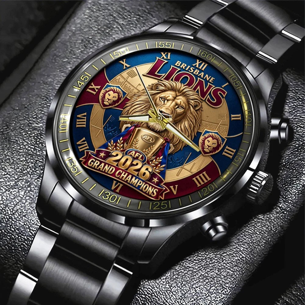 Brisbane Lions Threepeat Premiers Black Stainless Steel Watch – TMTHU9739