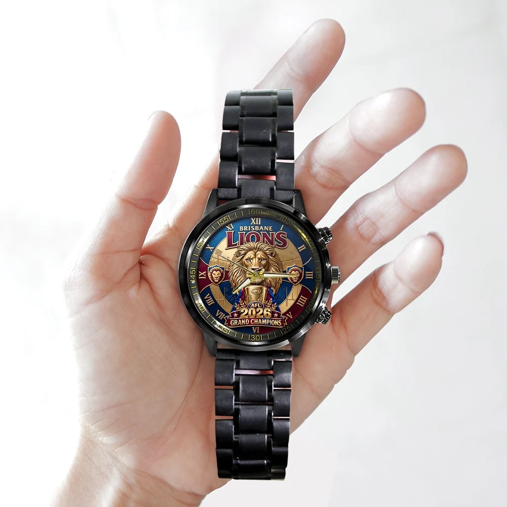 Brisbane Lions Threepeat Premiers Black Stainless Steel Watch – TMTHU9739