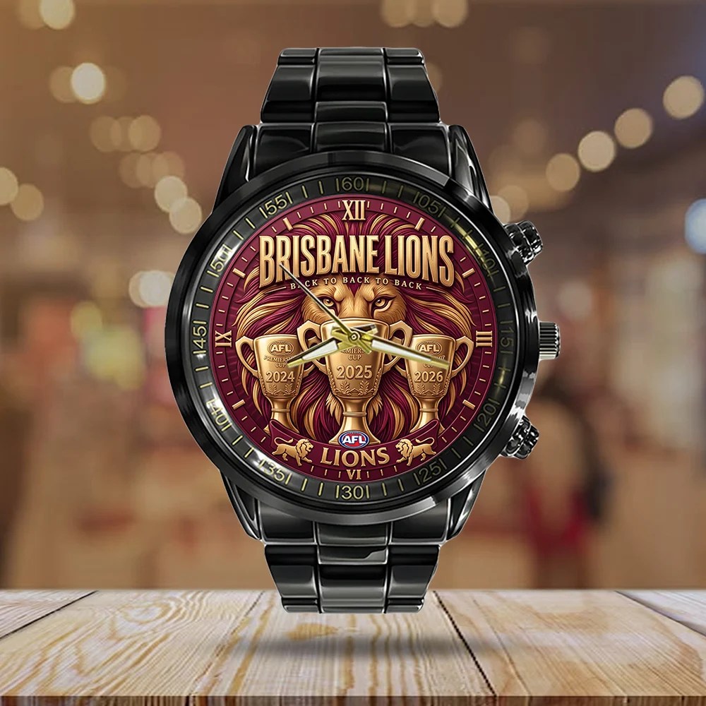 Brisbane Lions Threepeat Premiers Black Stainless Steel Watch – TMTHU9745