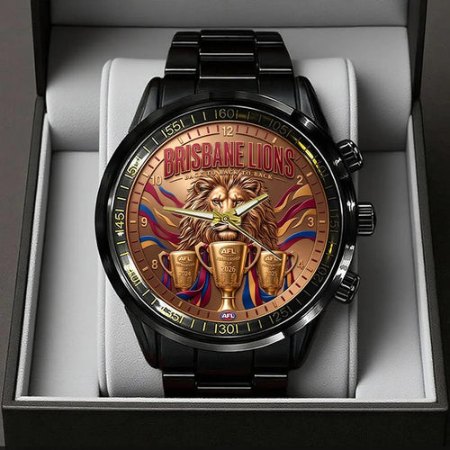 Brisbane Lions Threepeat Premiers Black Stainless Steel Watch – TMTHU9754