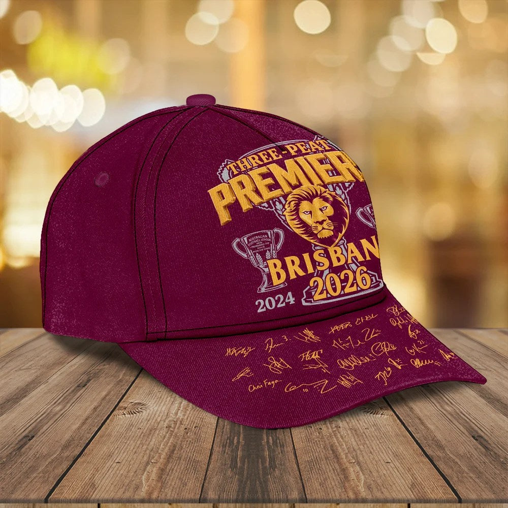 Brisbane Lions Threepeat Premiers Classic Cap – TMTHU9945