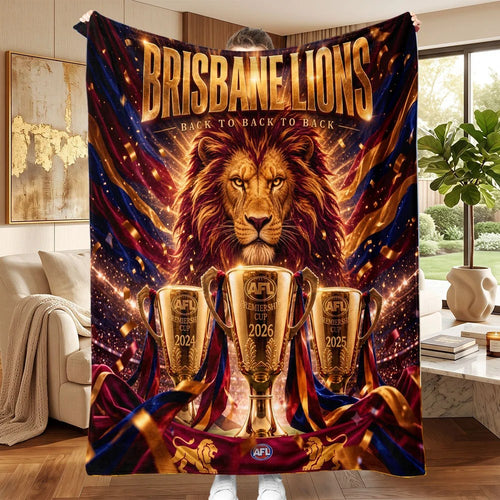 Brisbane Lions Threepeat Premiers Fleece Blanket – TMTHU9795