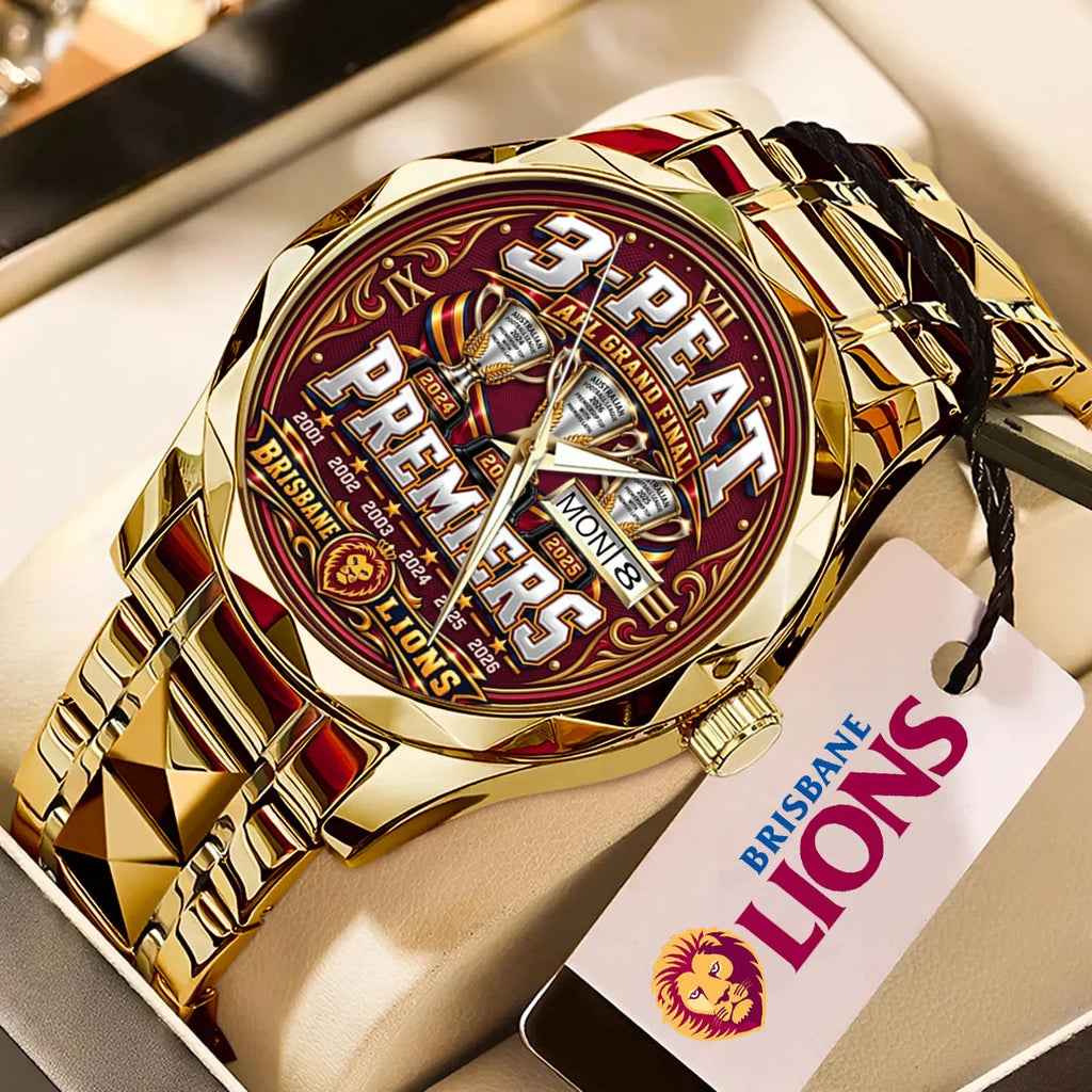 Brisbane Lions Threepeat Premiers Alloy Luxury Quartz Watch – TMTHU9644