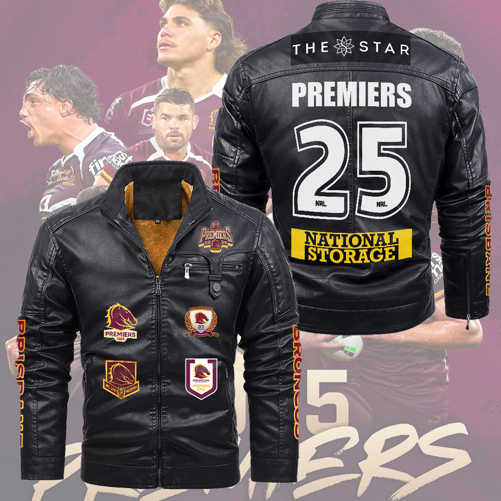 Brisbane Broncos 2D Leather Yellow Fleece Jacket – TMTHU2209