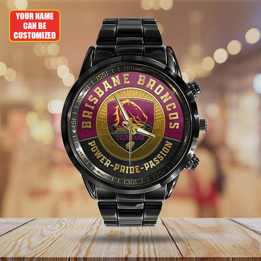 Personalized Brisbane Broncos Black Stainless Steel Watch – TANTN18620