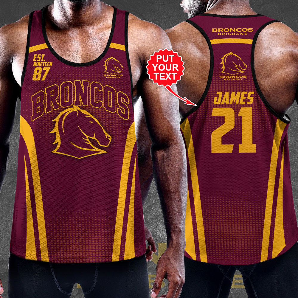 Personalized Brisbane Broncos Y-Back Muscle Tank Top – VANDH 885