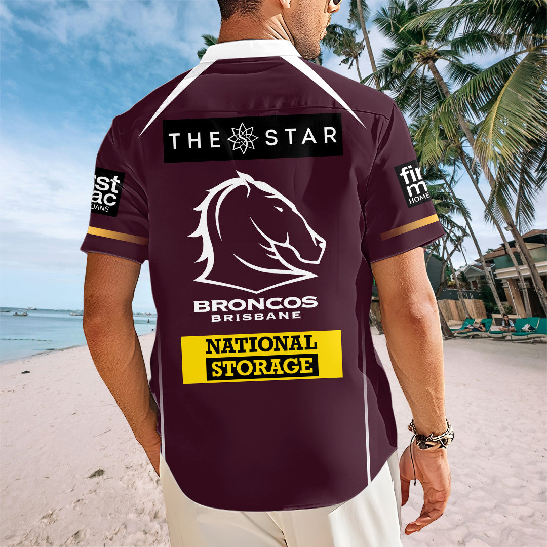 Brisbane Broncos Short Sleeve Button-Down Shirt – TANTN19037