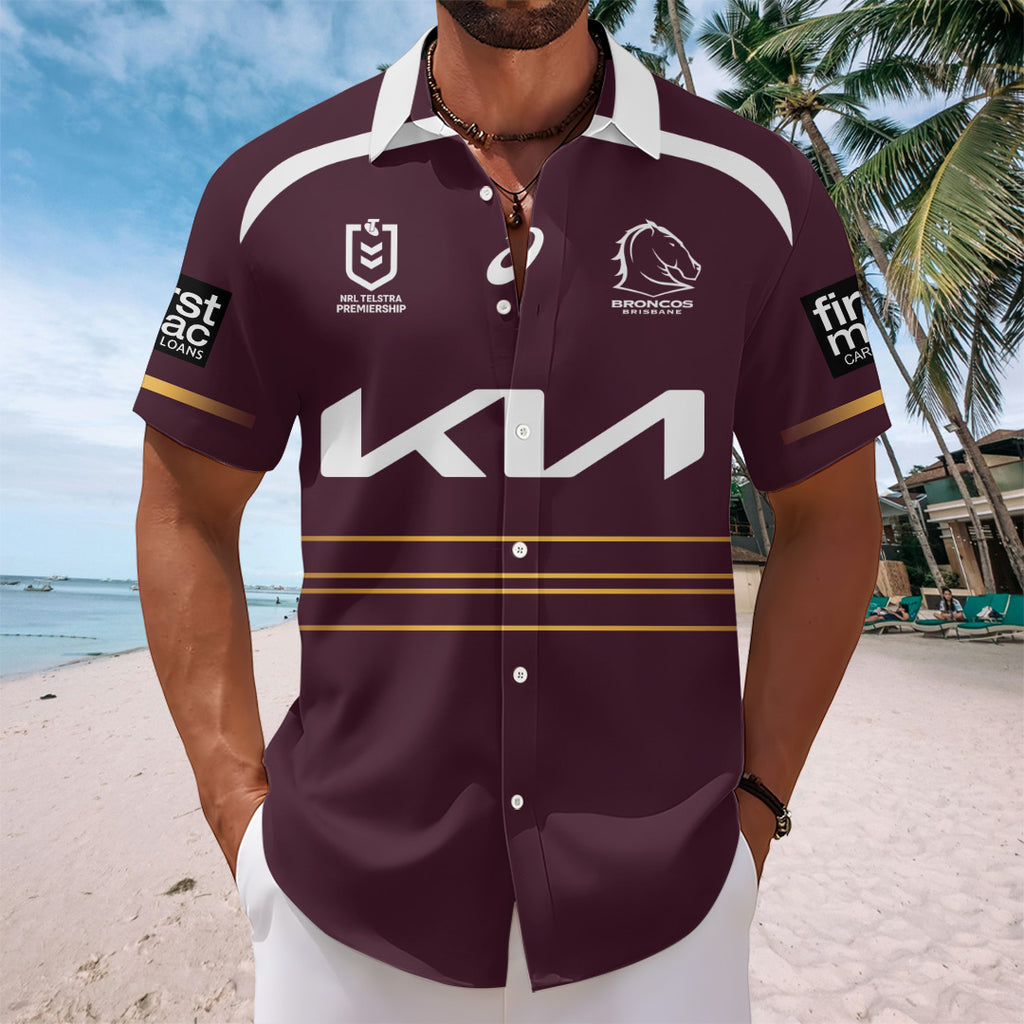 Brisbane Broncos Short Sleeve Button-Down Shirt – TANTN19037