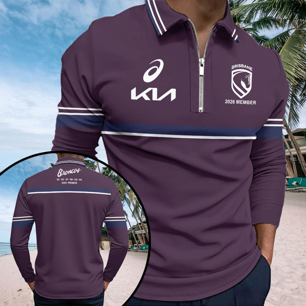 Brisbane Broncos Zip Polo Shirt – TMTHU3554