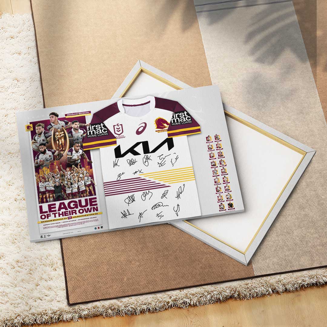Brisbane Broncos 2025 NRL Premiers Rectangle Canvas With Inner Frame – TMTHU1807