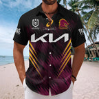 Brisbane Broncos 2025 NRL Premiers Short Sleeve Button-Down Shirt – HOATT13698