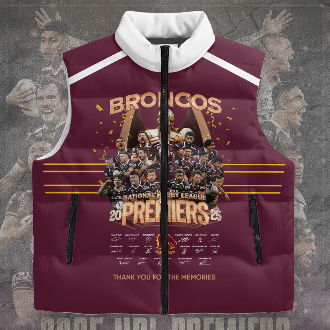 Brisbane Broncos 2025 Premiership 3D Sleeveless Down Jacket – TANTN17685
