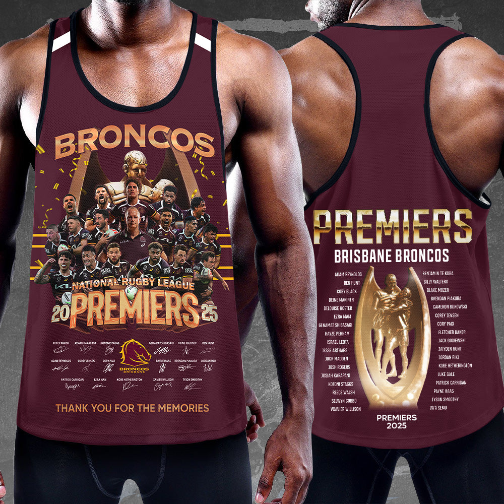 Brisbane Broncos 2025 Premiership Y-Back Muscle Tank Top – TANTN17851