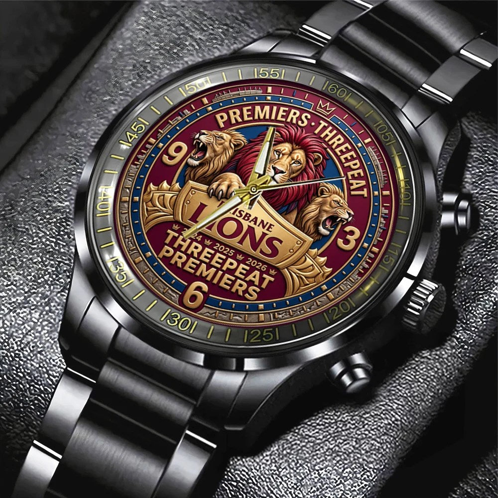Brisbane Lions Threepeat Premiers Black Stainless Steel Watch – TMTHU9744