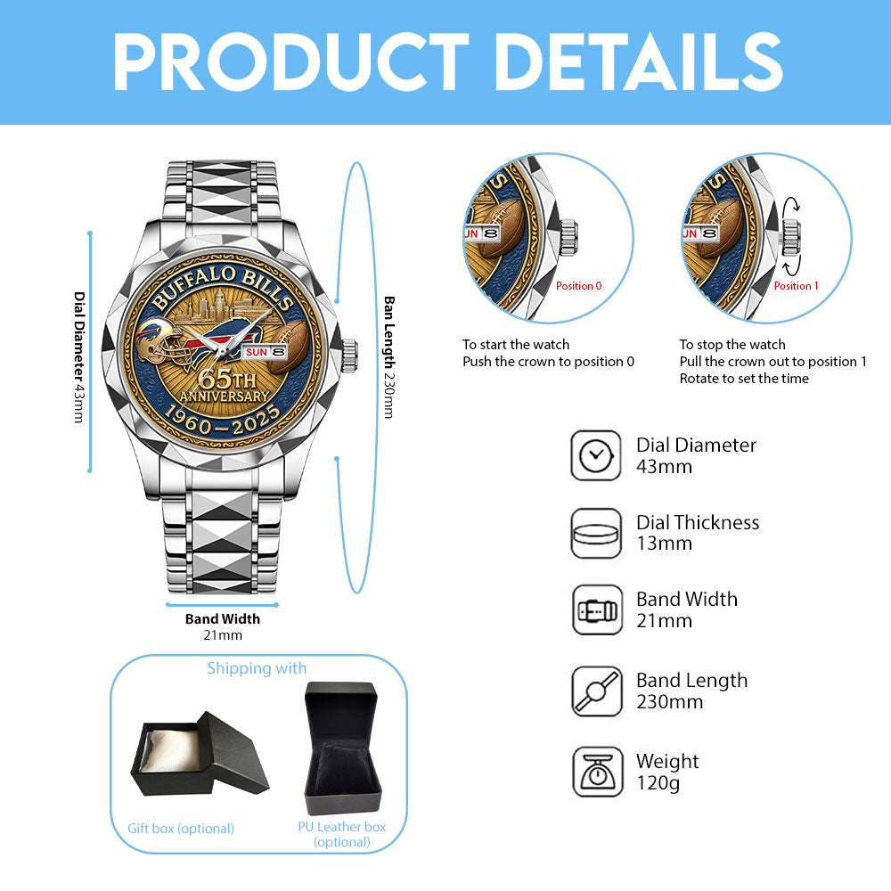 Buffalo Bills 65th Anniversary Alloy Luxury Quartz Watch – MAITM12718