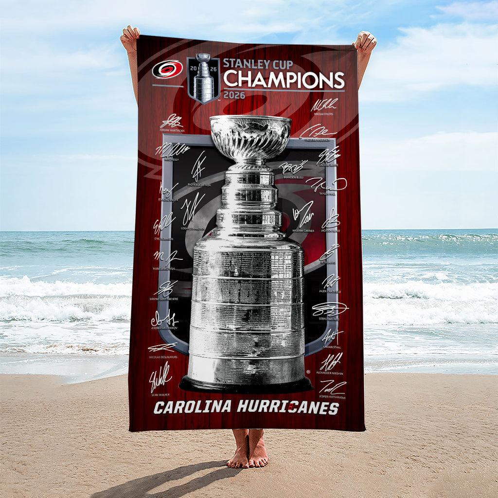 Carolina Hurricanes 2026 Stanley Cup Champions Rectangle Beach Towel – HOATT18807
