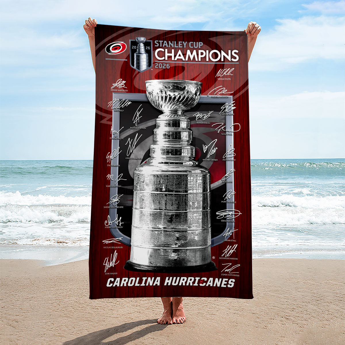 Carolina Hurricanes 2026 Stanley Cup Champions Rectangle Beach Towel – HOATT18807