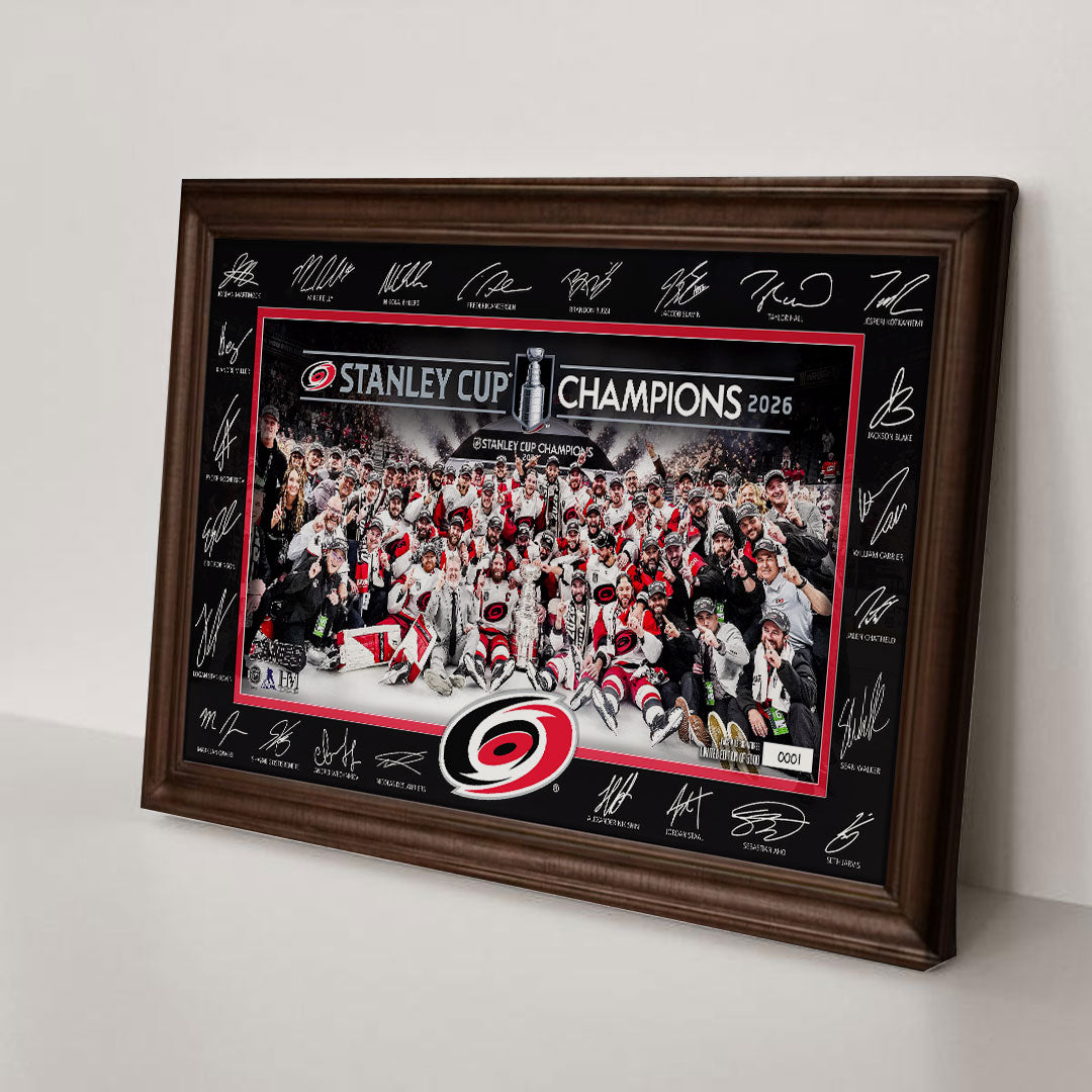 Carolina Hurricanes 2026 Stanley Cup Champions Rectangle Canvas With Inner Frame – TMTHU6826