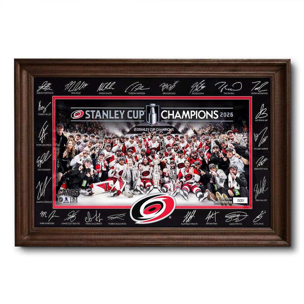 Carolina Hurricanes 2026 Stanley Cup Champions Rectangle Canvas With Inner Frame – TMTHU6826