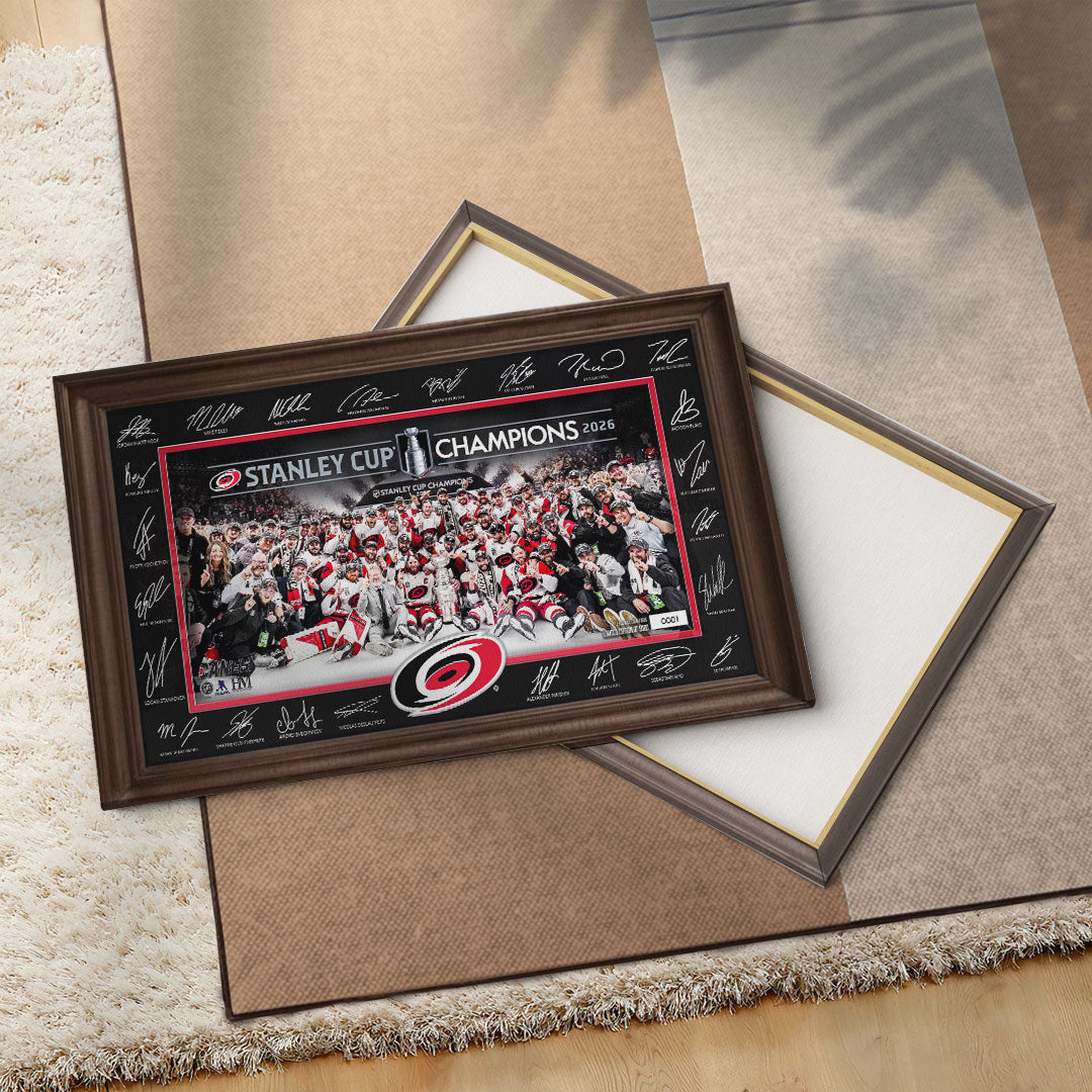 Carolina Hurricanes 2026 Stanley Cup Champions Rectangle Canvas With Inner Frame – TMTHU6826