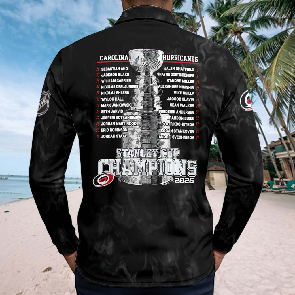 Carolina Hurricanes 2026 Stanley Cup Champions Zip Polo Shirt – HOATT19239