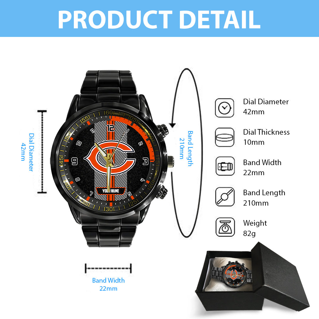 Personalized Chicago Bears Black Stainless Steel Watch – TANTN16009