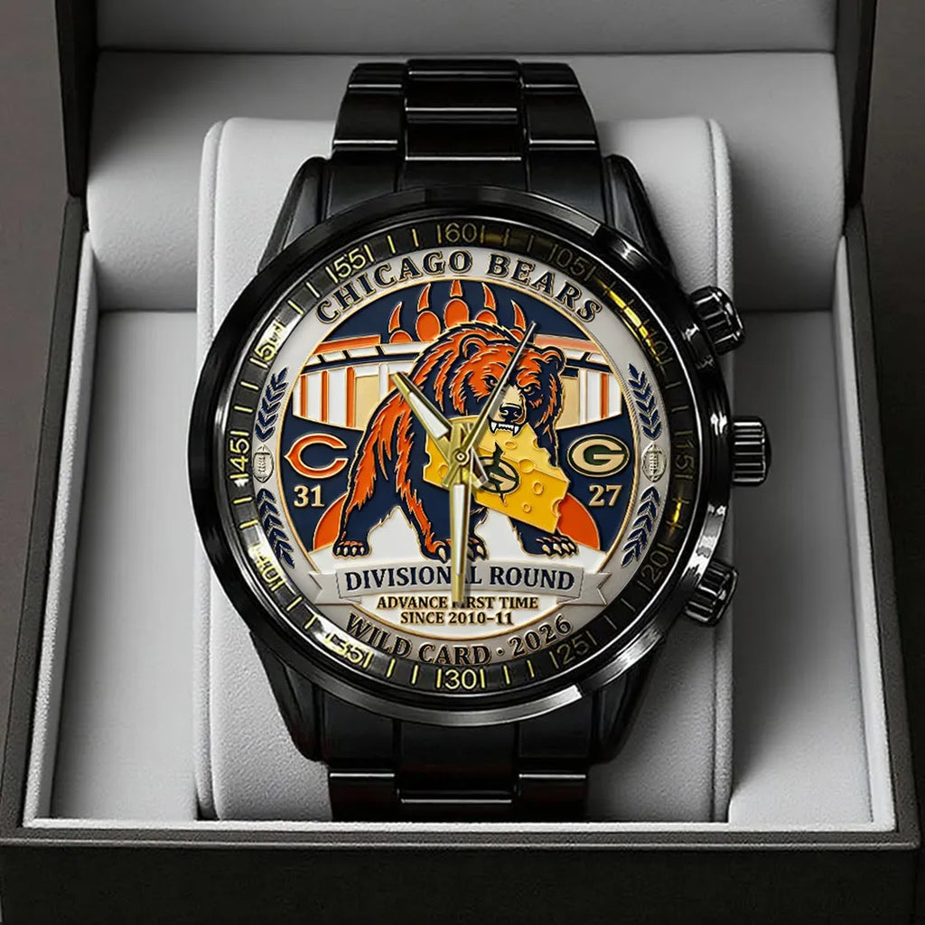 Chicago Bears Wild Card 2026 Black Stainless Steel Watch – TANTN20503