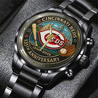 Cincinnati Reds 135th Anniversary 2025 Black Stainless Steel Watch – TANTN17068