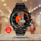 Personalized Cleveland Browns Black Stainless Steel Watch – TANTN16010