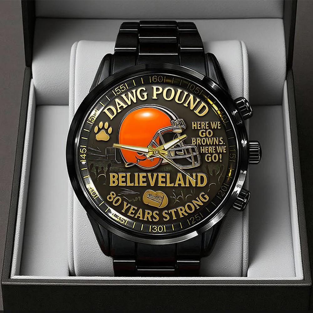 Cleveland Browns Black Stainless Steel Watch – TANTN16835