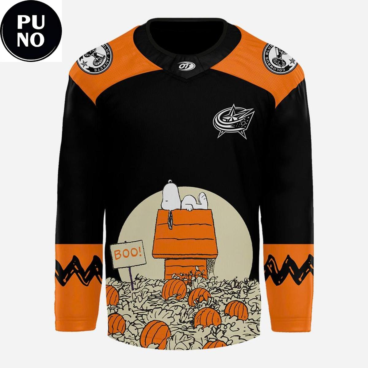 Columbus Blue Jackets 2026 Peanuts Spooktacular Halloween Night Personalized Hockey Jersey
