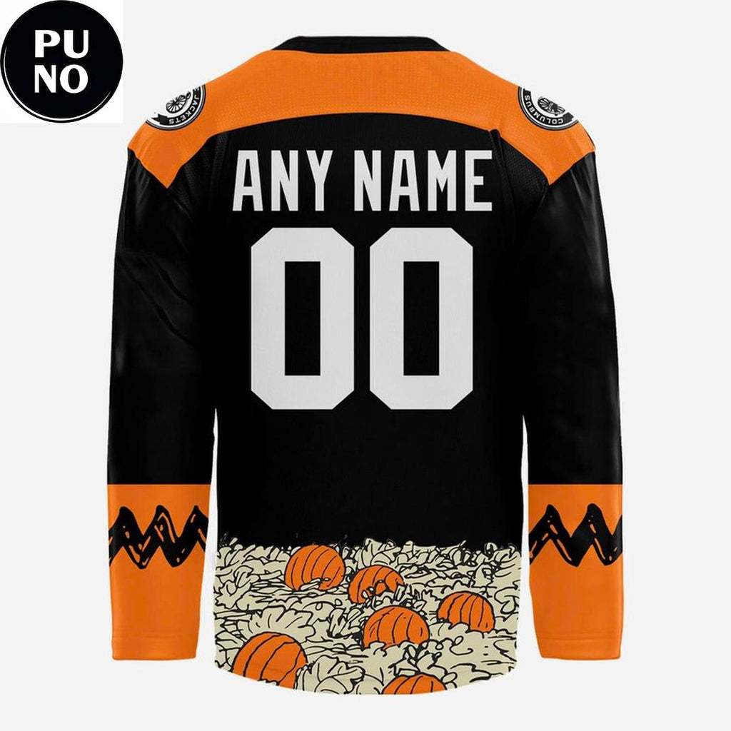 Columbus Blue Jackets 2026 Peanuts Spooktacular Halloween Night Personalized Hockey Jersey