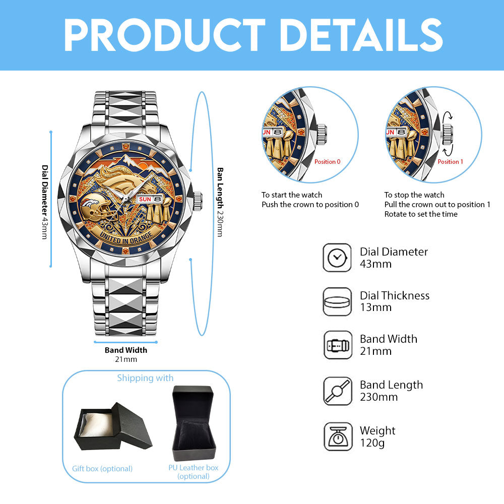 Denver Broncos Alloy Luxury Quartz Watch – MAITM14504